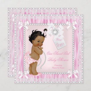 Diamonds Lace Sweet Little Ethnic Girl Baby Shower Invitation
