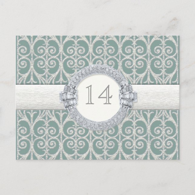 Diamonds & Lace, Table Seating Number Card Wedding (Front)