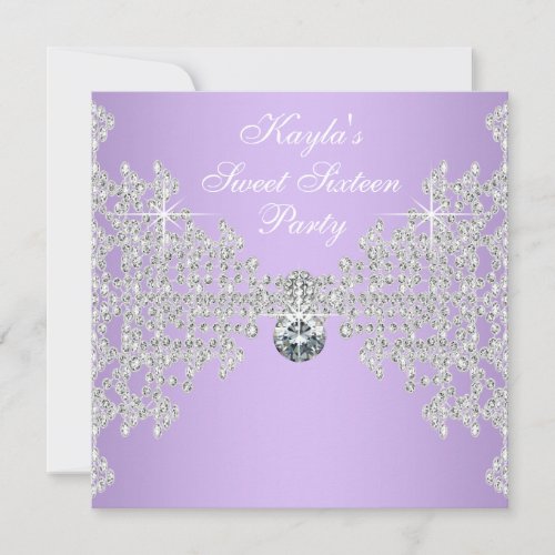 Diamonds Lavender Purple Sweet 16 Birthday Party Custom Invitation