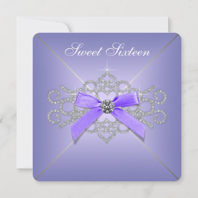 Diamonds Lavender Sweet 16 Birthday Party Invitation (Front)