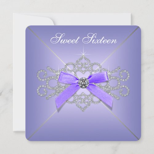 Diamonds Lavender Sweet 16 Birthday Party Custom Invite