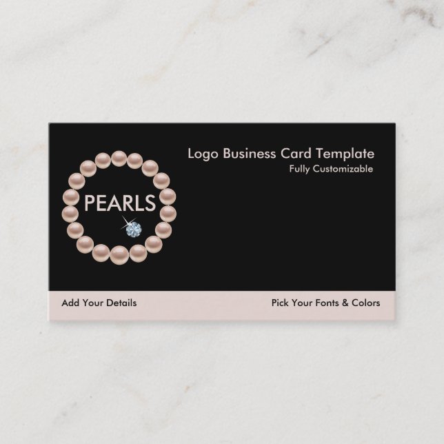 Diamonds Logo Rhinestones & Pearl Logo Business Card (Front)