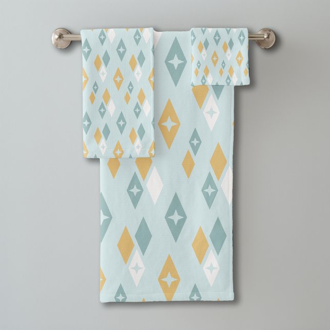 Diamonds Mid Century Modern Atomic Pattern Bath Towel Set (Creator Uploaded)