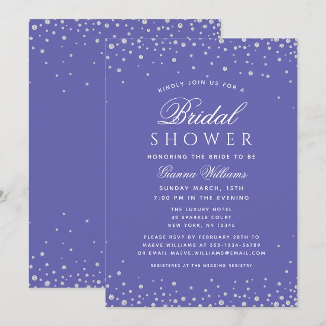 Diamonds Modern Luxury Bridal Shower Invitation (Front/Back)