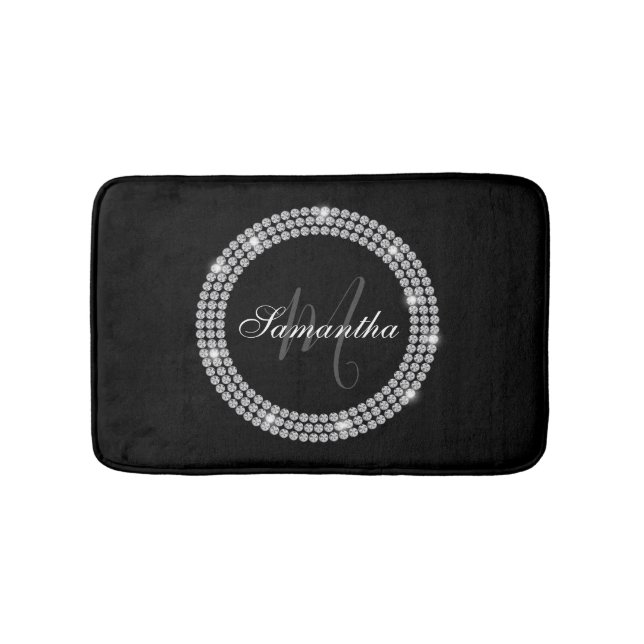 Diamonds Monogram Bath Mat (Front)