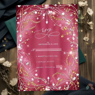 Diamonds of Love Pink Wedding RSVP Card