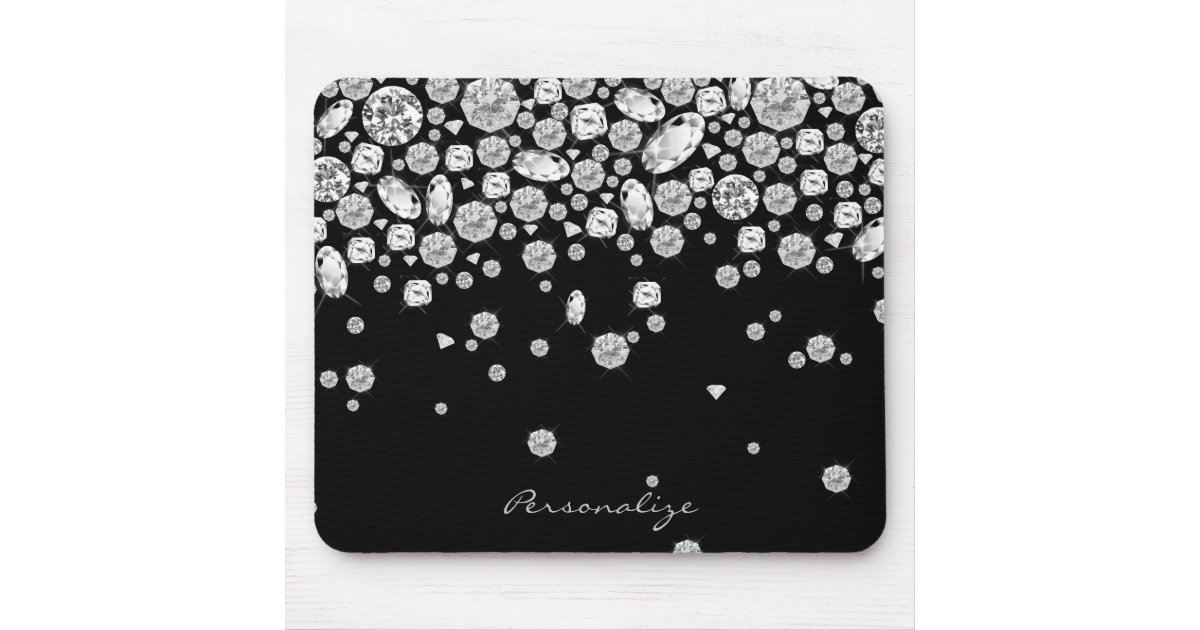 Diamonds on Black Background Mouse Pad | Zazzle