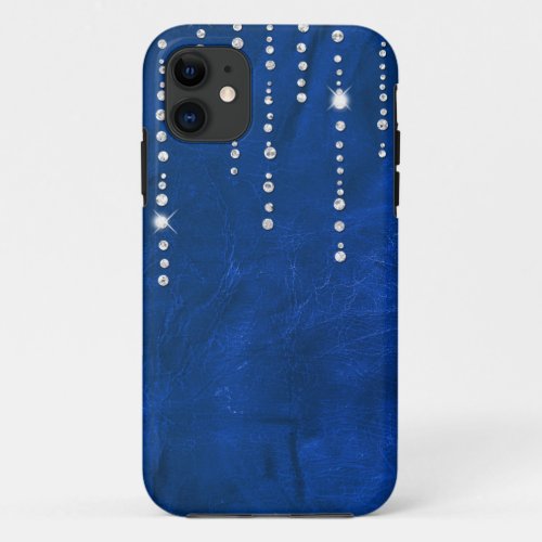 Diamonds On Blue Leather iPhone 11 Case
