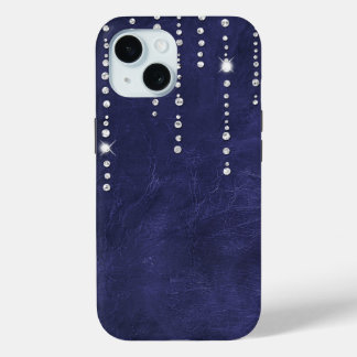 Diamonds On Purple Leather iPhone 15 Case