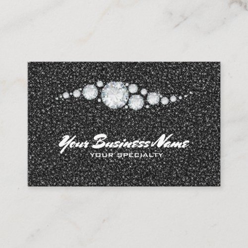  Diamonds Ornate Glam Black Glitter Bling Luxe  Business Card