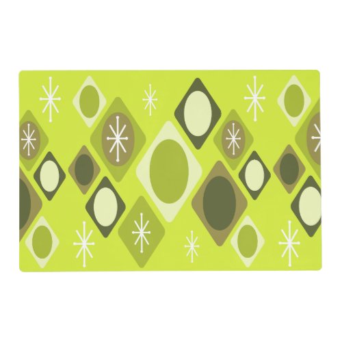 Diamonds Ovals Starbursts Chartreuse Placemat