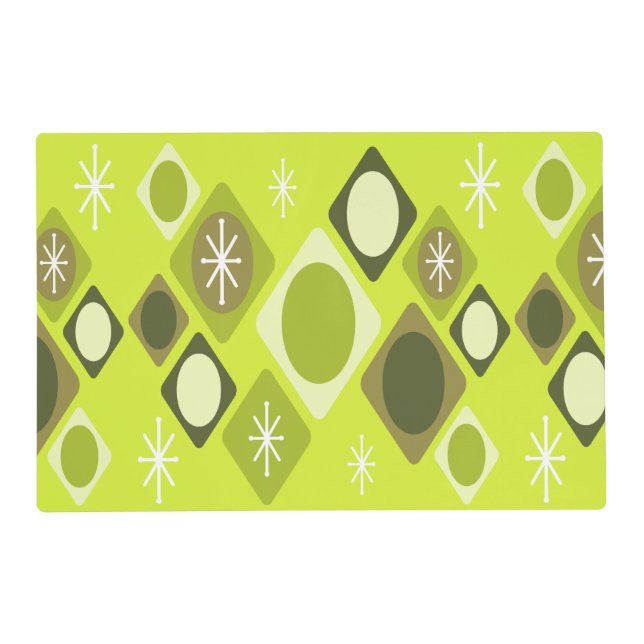 Diamonds Ovals Starbursts Chartreuse Placemat (Front)