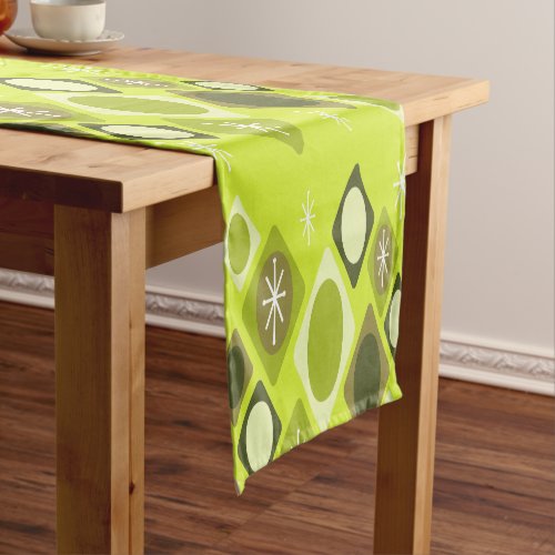 Diamonds Ovals Starbursts Chartreuse Short Table Runner