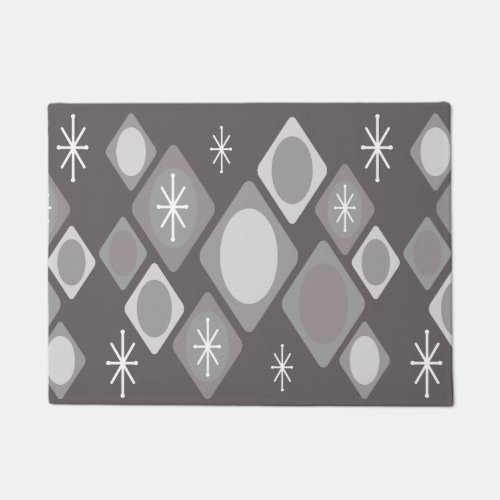 Diamonds Ovals Starbursts Dark Gray Doormat