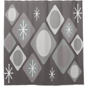 Diamonds Ovals Starbursts Dark Gray Shower Curtain