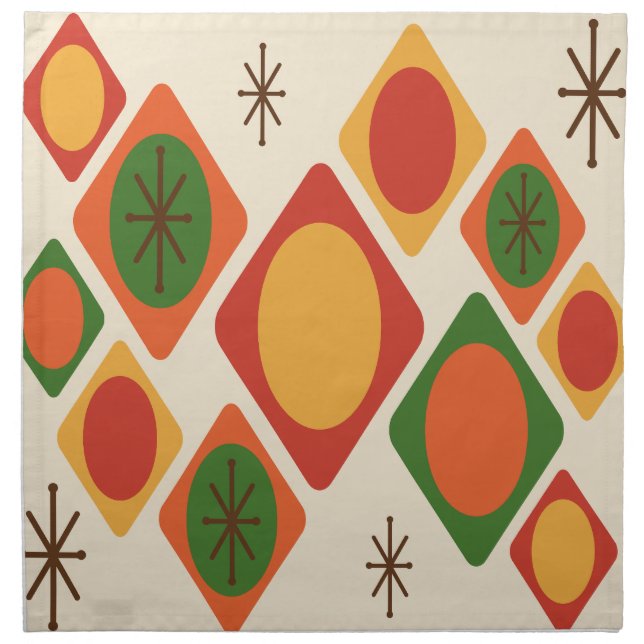 Diamonds Ovals Starbursts Multicolored Cloth Napkin (Front)