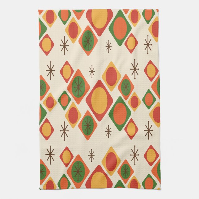 Diamonds Ovals Starbursts Multicolored Kitchen Towel (Vertical)