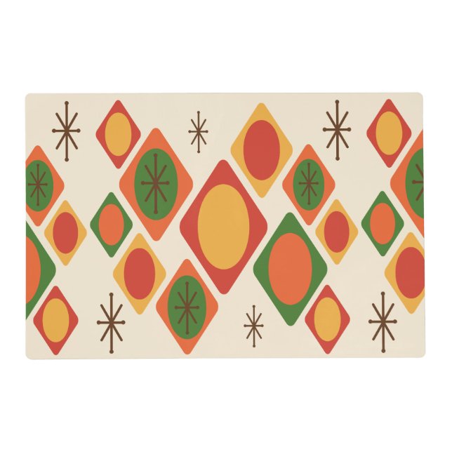 Diamonds Ovals Starbursts Multicolored Placemat (Front)