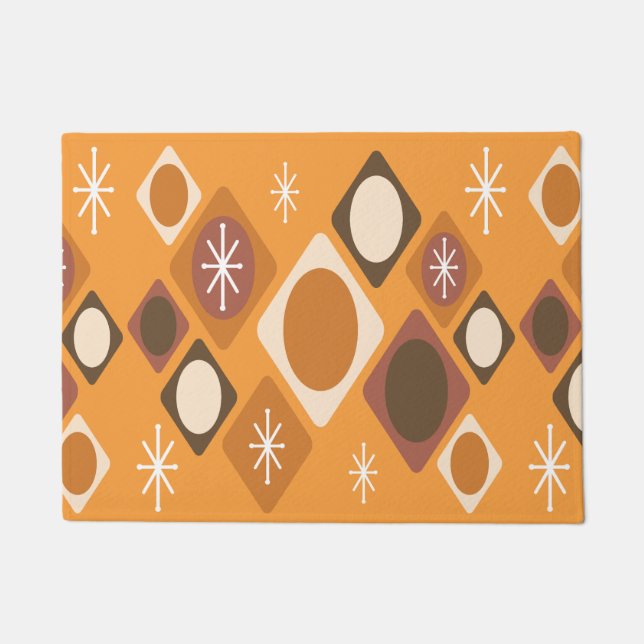 Diamonds Ovals Starbursts Orange Doormat (Front)