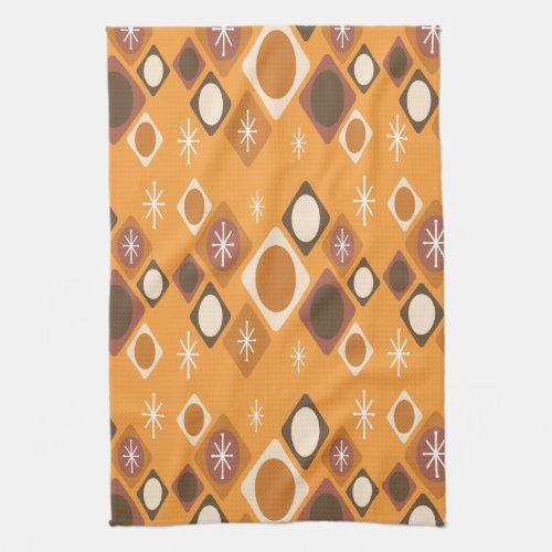 Diamonds Ovals Starbursts Orange Kitchen Towel