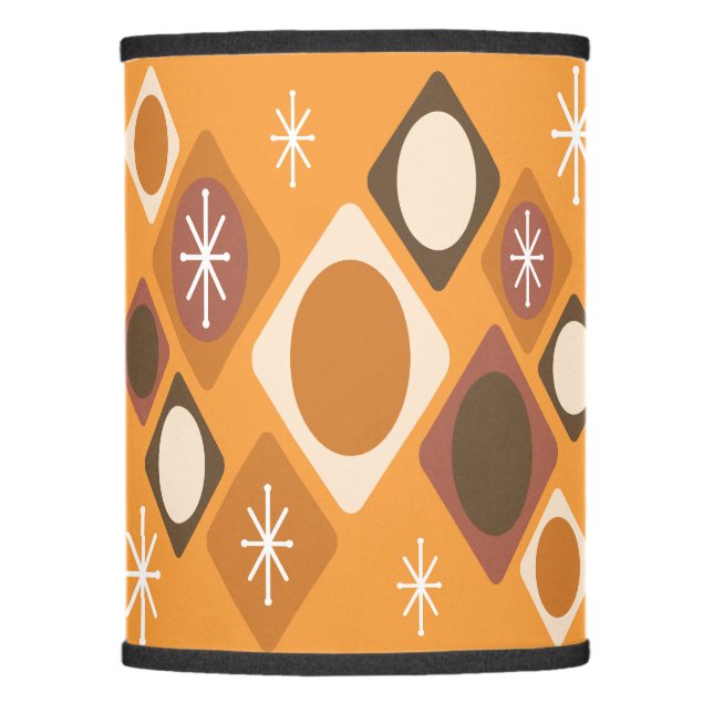 Diamonds Ovals Starbursts Orange Lamp Shade (Front)