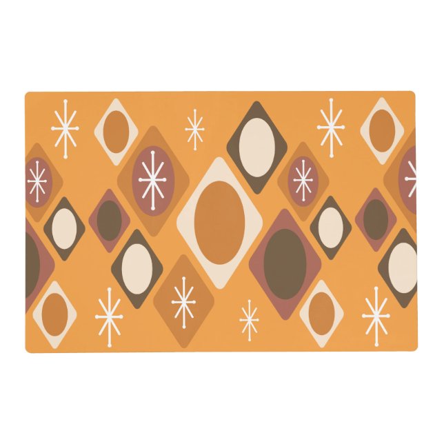 Diamonds Ovals Starbursts Orange Placemat (Front)