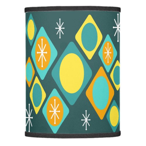 Diamonds Ovals Starbursts Teal Lamp Shade