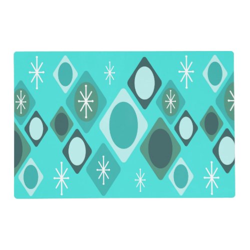 Diamonds Ovals Starbursts Turquoise Placemat