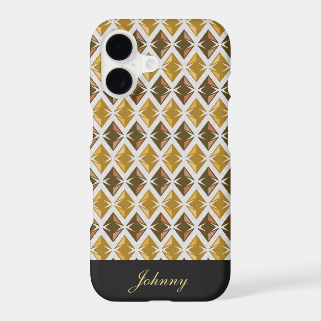 Diamonds Pattern Geometric Golden any Name Iphone Case (Back)