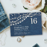 Diamonds Pearls Denim Elegant Classy Chic Sweet 16 Invitation<br><div class="desc">A modern, elegant and classy Sweet 16 birthday party invitation template for girls featuring a denim background, strings of pearls and diamonds (these are digital effect) and modern typography in pearl white. A chic "diamonds and pearls" design for a girl turning sixteen, on her sixteenth birthday that combines another trendy...</div>