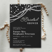 Diamonds Pearls Elegant Black White Bridal Shower