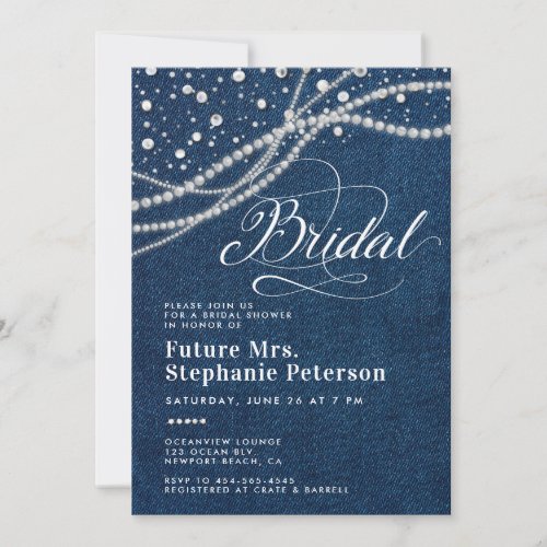Diamonds Pearls Elegant Future Mrs Bridal Shower Invitation