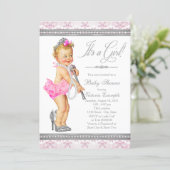 Diamonds Pearls High Heel Little Lady Baby Shower Invitation (Standing Front)