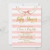 Diamonds & Pearls Pink Baby Shower Invitation Bow (Front)