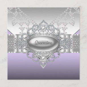 Diamonds Pearls Purple Quinceanera Invitations