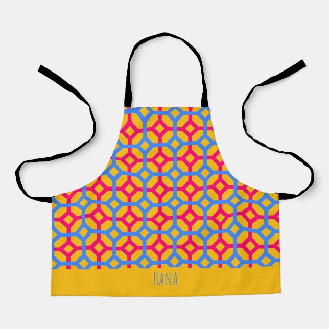 Diamonds Pink Blue Minimal Pattern Apron (Front)