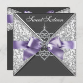 Diamonds Purple and Black Sweet 16 Birthday Party Invitation (Front/Back)