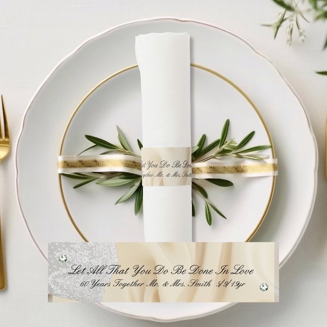 Diamonds Quote Anniversary Faux Satin+Lace Napkin Bands (Creator Uploaded)