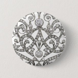 Diamonds Rhinestone Vintage Costume Jewelry Brooch Pinback Button