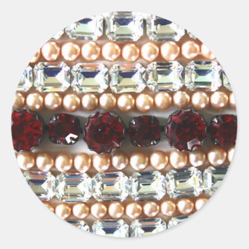 Diamonds rhinestones pearls rubies vintage jewelry classic round sticker