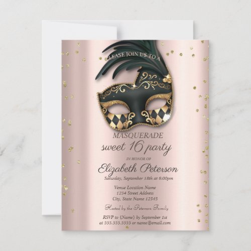  Diamonds Rose Gold Black Masquerade Sweet 16  