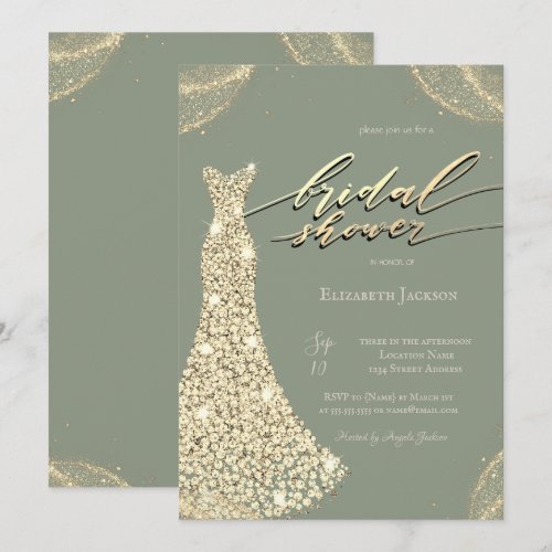 Diamonds Shiny Dress Sage Green Bridal Shower 