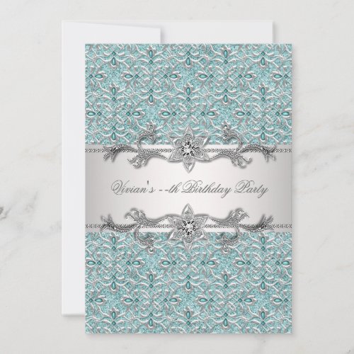 Diamonds Silver Blue All Occasion Party Invitation