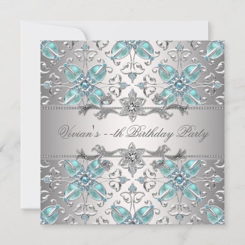 Diamonds Silver Blue All Occasion Party Invitation