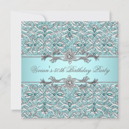 Diamonds Silver Blue All Occasion Party Invitation