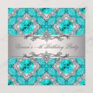 Diamonds Silver Blue All Occasion Party Invitation