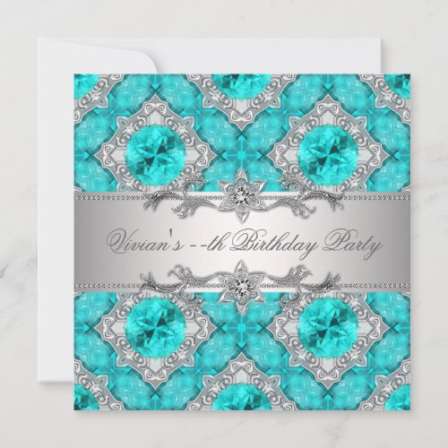 Diamonds Silver Blue All Occasion Party Invitation