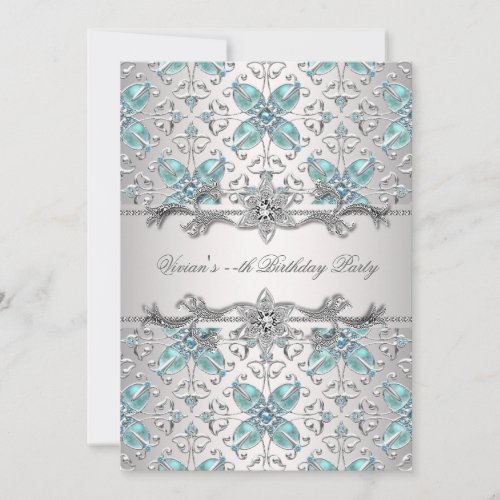 Diamonds Silver Blue All Occasion Party Invitation