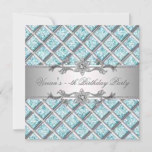 Diamonds Silver Blue All Occasion Party Invitation