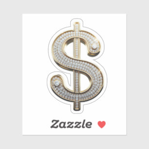 Diamonds & Silver Dollar Sign Bling Sticker